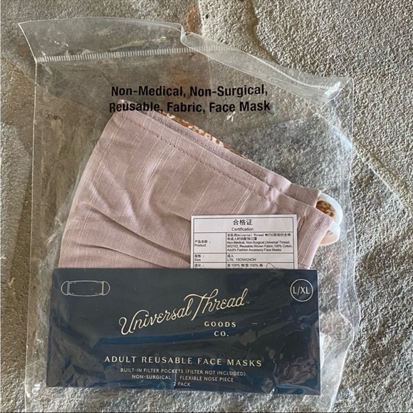 🔥5/$25 NIP 2-Pack Universal Thread Reusable Fabric Face Mask EXTRA LARGE SIZE XL - Picture 1 of 6